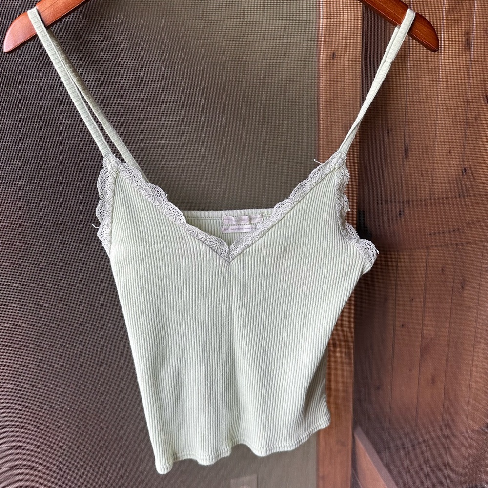 Urban Outfitters Light Green Lace Cami Top